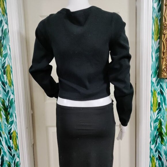 Urban Outfitters Black Cropped Cotton Blend Cardigan L - Picture 4 of 11